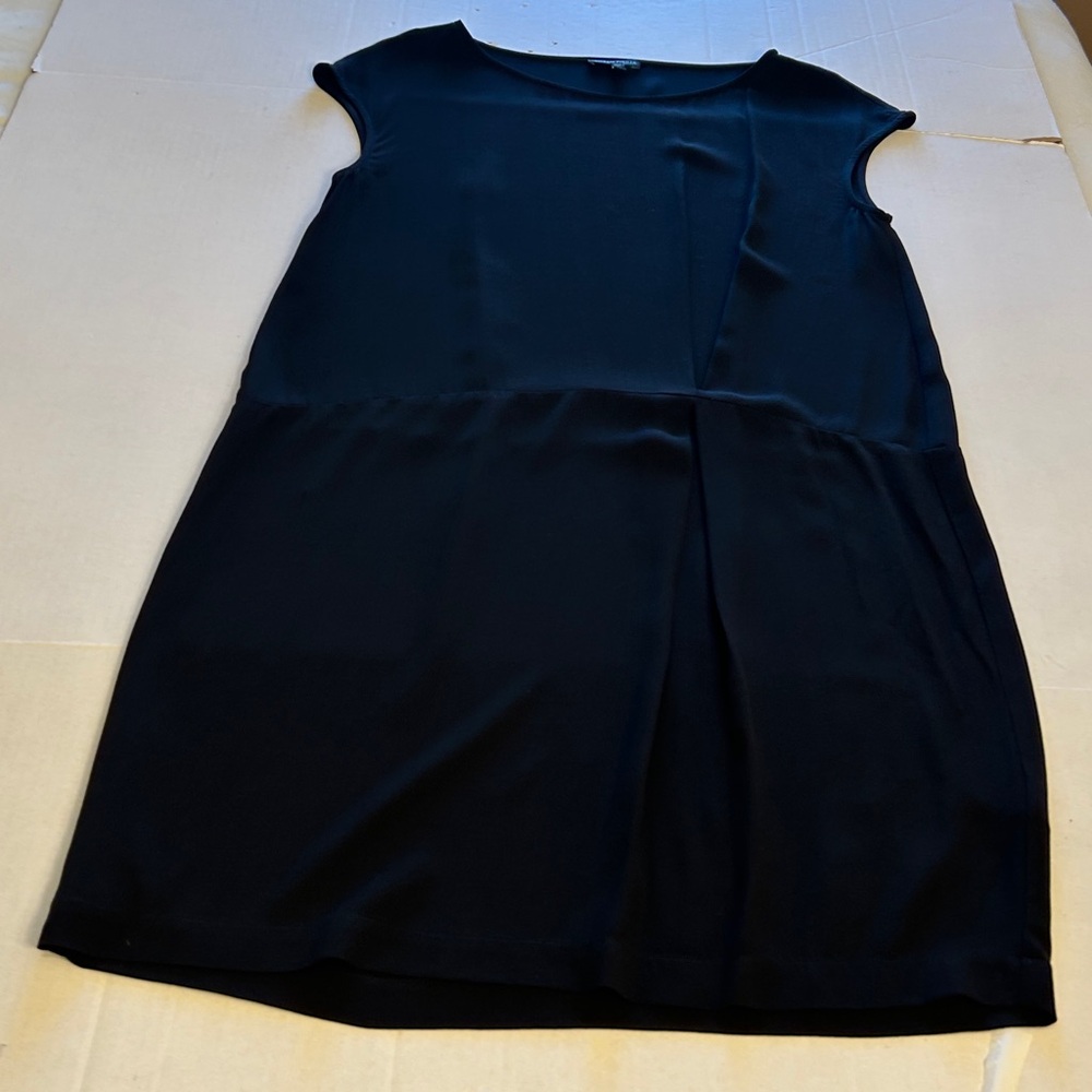 Eileen Fisher 100% Silk Georgette Black Unlined Sleeveless Dress Sz S - Picture 5 of 10